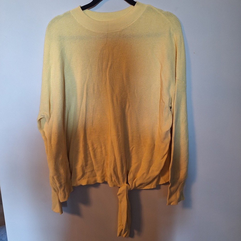 Abound Yellow Crew Neck Front Tie Long Sleeve Knit Sweater Size XL